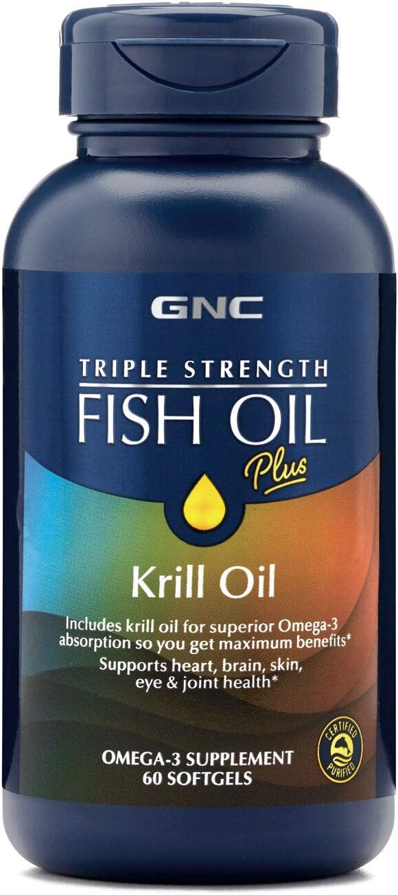 GNC Triple Strength Fish Oil Plus Krill Oil Includes Krill Oil for Superior Omega