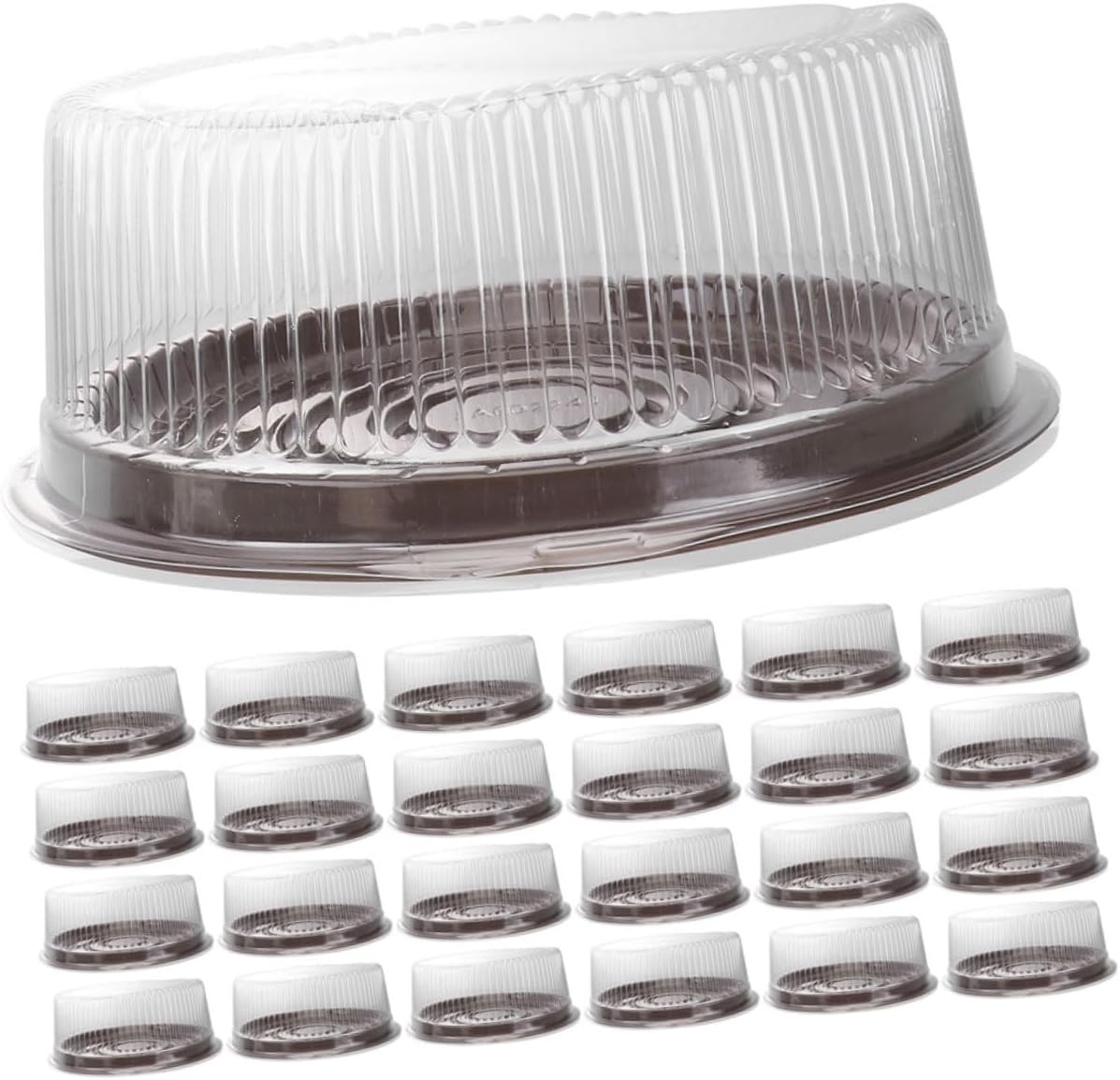 Healifty 25 pcs Plastic Round Cake Boxes with Clear Dome Lids Lightweight Cake Display and Transport Containers for Bakery Parties Weddings and Home Use