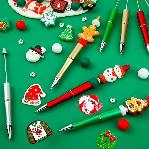 Miniatura 3 de 15 cuentas de silicona de Navidad, cuentas focales de silicona para bolígrafo, cuentas de árbol de Navidad para hacer llavero, collar, pulsera,