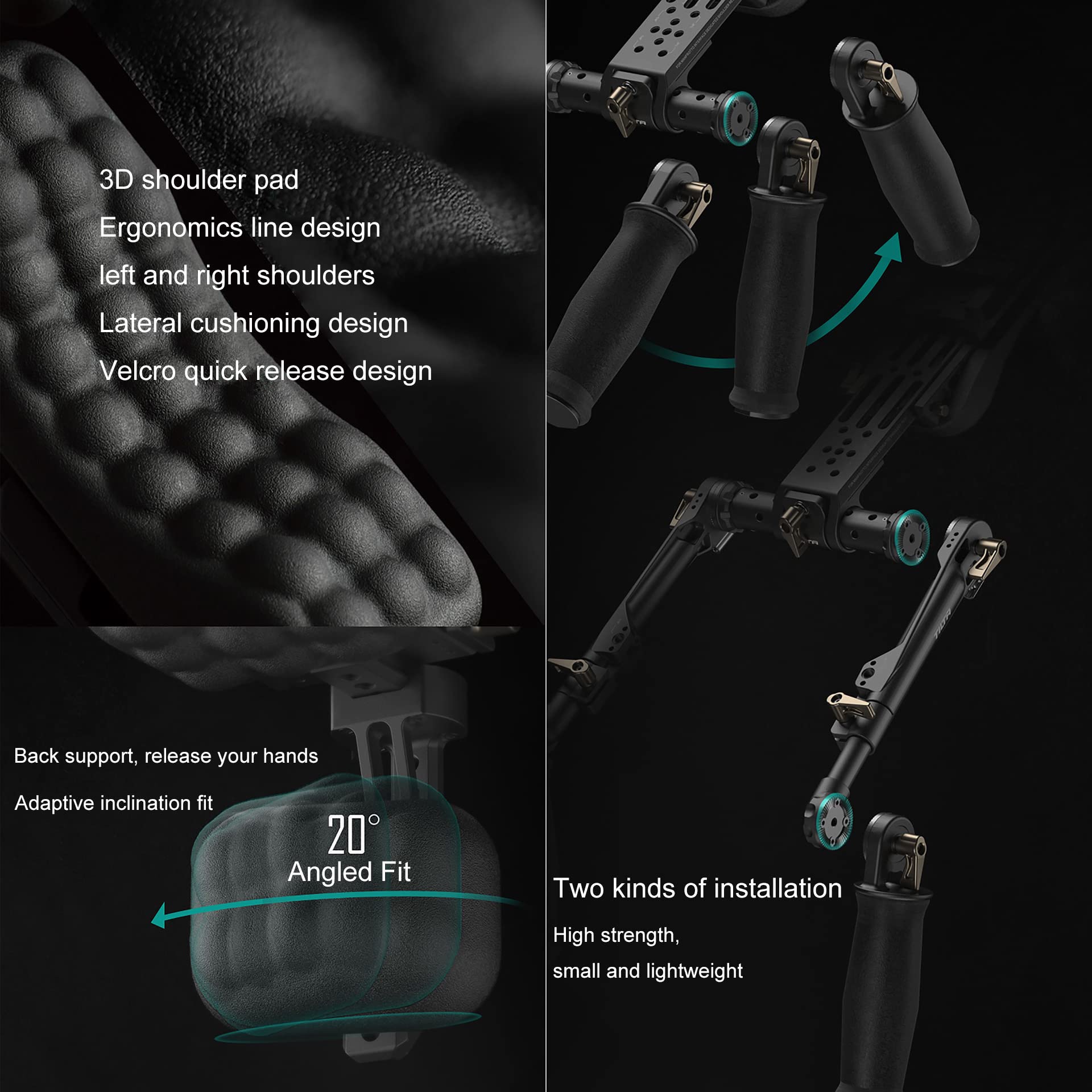TILTA TA-LSR-B-2 Lightweight Shoulder Rig Rosace d'épaule légère Double Plaque de Base pour Sony A1 A7S III A7M4 FX3 R5 R5C GH6 Rouge Komodo