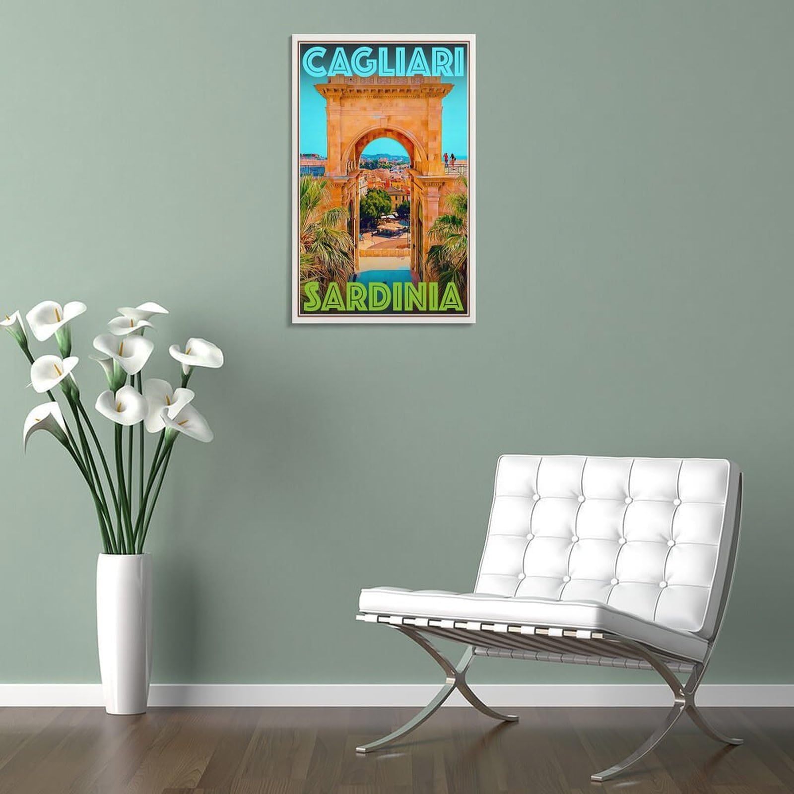 LZTEN Poster da parete in stile retrò vintage, motivo: Cagliari - Sardegna, poster da parete per viaggi, vacanze, 12 pezzi