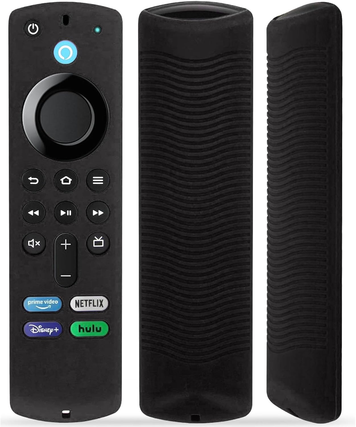 Remote Cover Compatible with Fire Stick Alexa Voice Remote 3rd Gen, TOKERSE Anti Slip Shockproof Silicone Protective Case with Lanyard - Black