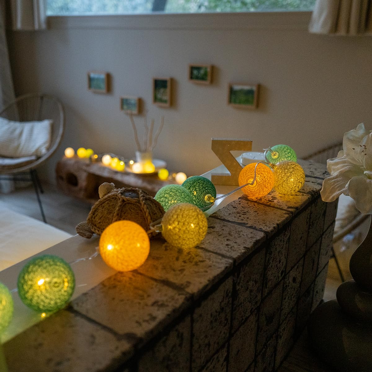 Ghirlanda Luminosa A LED Con Batuffoli Di Cotone - 24 Sfere, USB, 3 Intensità, Per Camera Dei Bambini - Foto 5