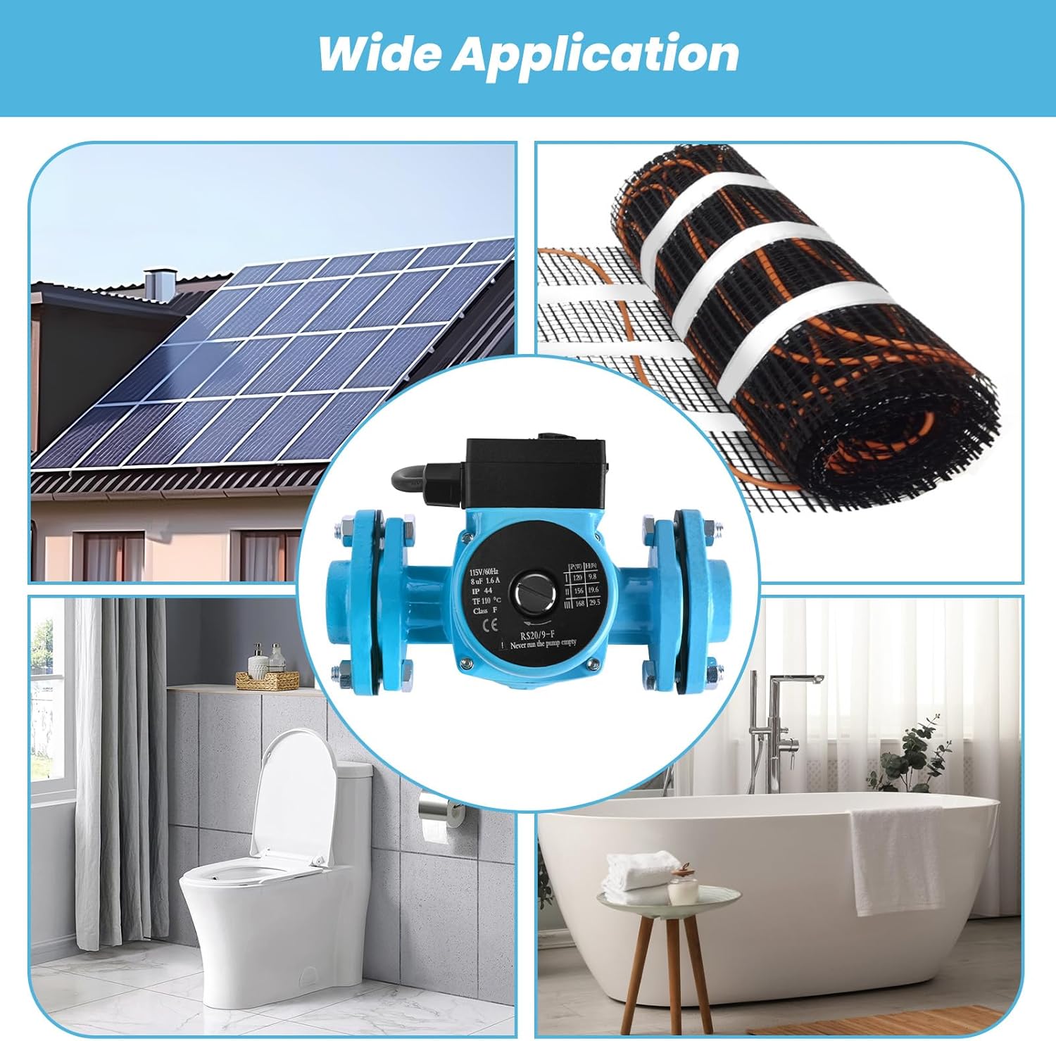 Hot Water Recirculating Pump,115V 168W Circulation Pump,3-Speed Control Water Circulation Pump with NPT 1'' Flanges,Quiet Operation Circulating Pump for Water Heater System Solar Heater Boiler