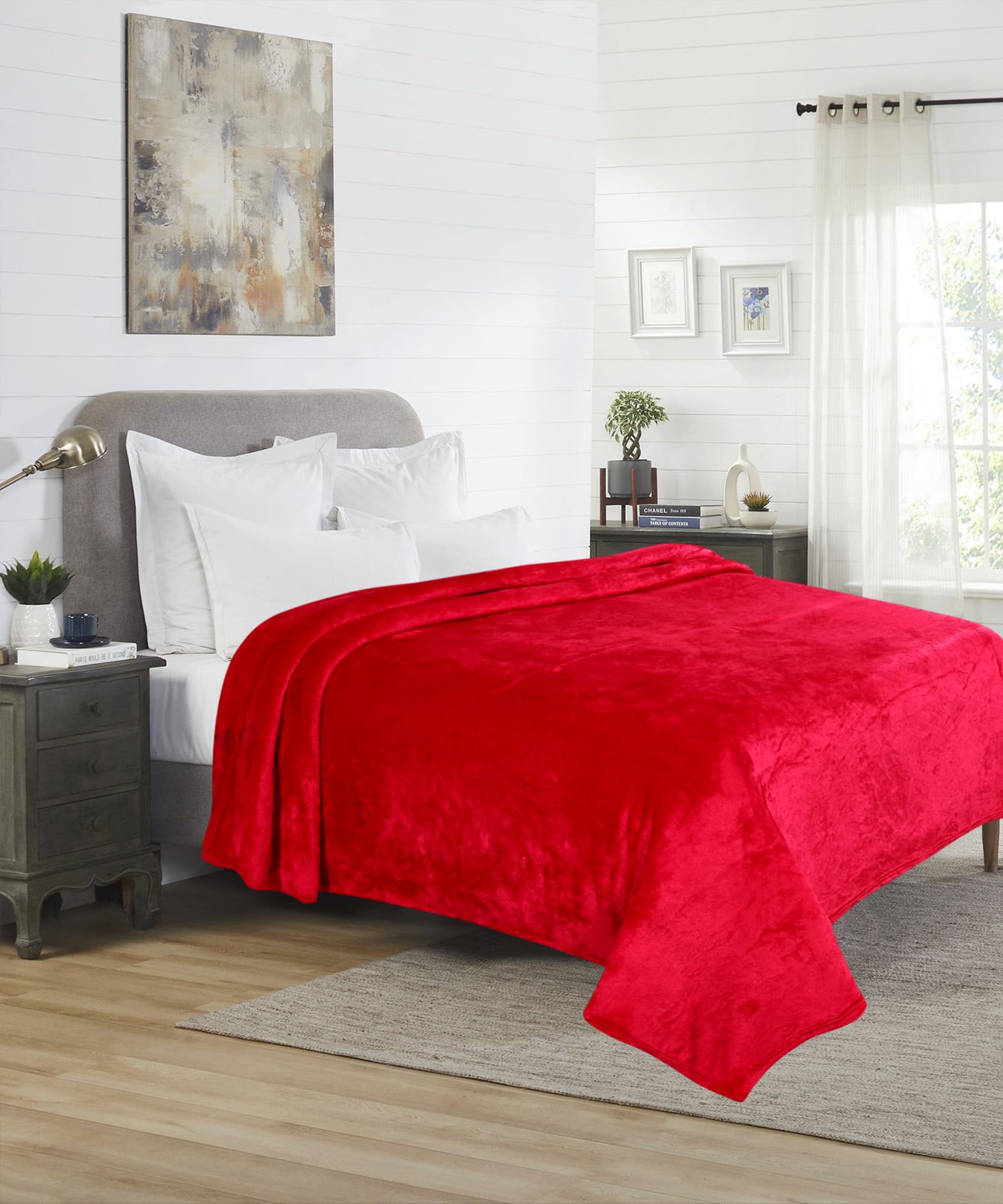 Dream Living Premium Flannel Double Bed Winter Blanket | Winter Bedsheet AC Blanket |Reversible Lightweight 300 TC Cozy Soft for Bed, Sofa, Couch, Travel & Camping| 220X230 Cm - Maroon-image-35