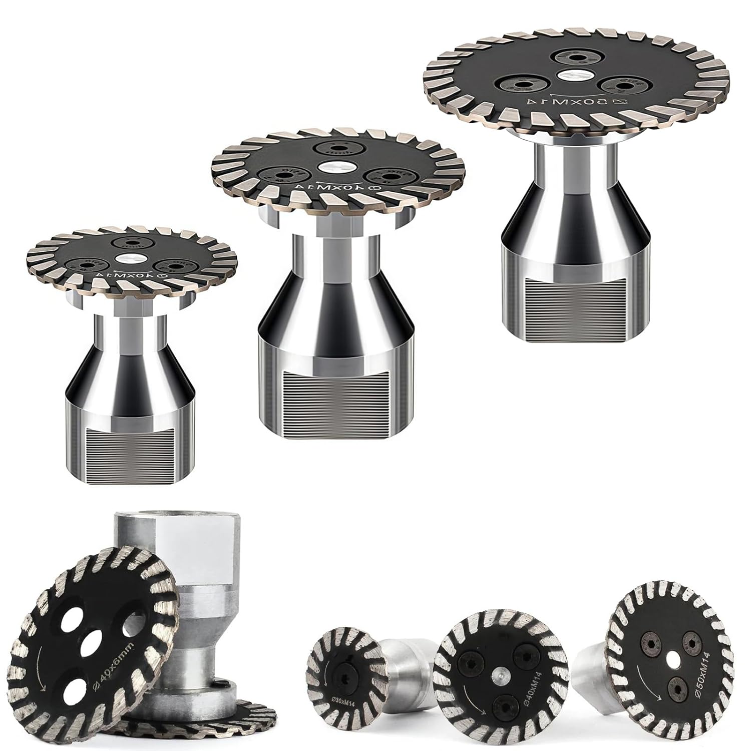 Precision Diamond Carving Wheel (40mm/50mm) - Sculpt Granite with Ease, High-Density Diamond Saw Blades, Wet & Dry Use, for Angle Grinders, Rotary Tools, and Power Drills (30+40+50mm, M14, 14, M14)