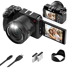 ORDRO 5K Camera with 80MP Autofocus, 270 Flip Screen Vlogging Camera for YouTube, 18X Zoom Video Camera for Travel Beginners, Include 2 Batteries & Lens Hood