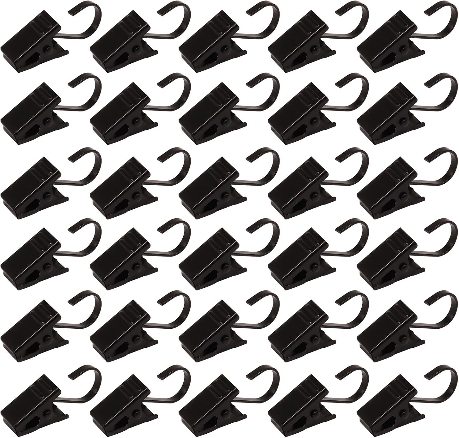 30 Pcs Curtain Clips, Black, Stainless Steel