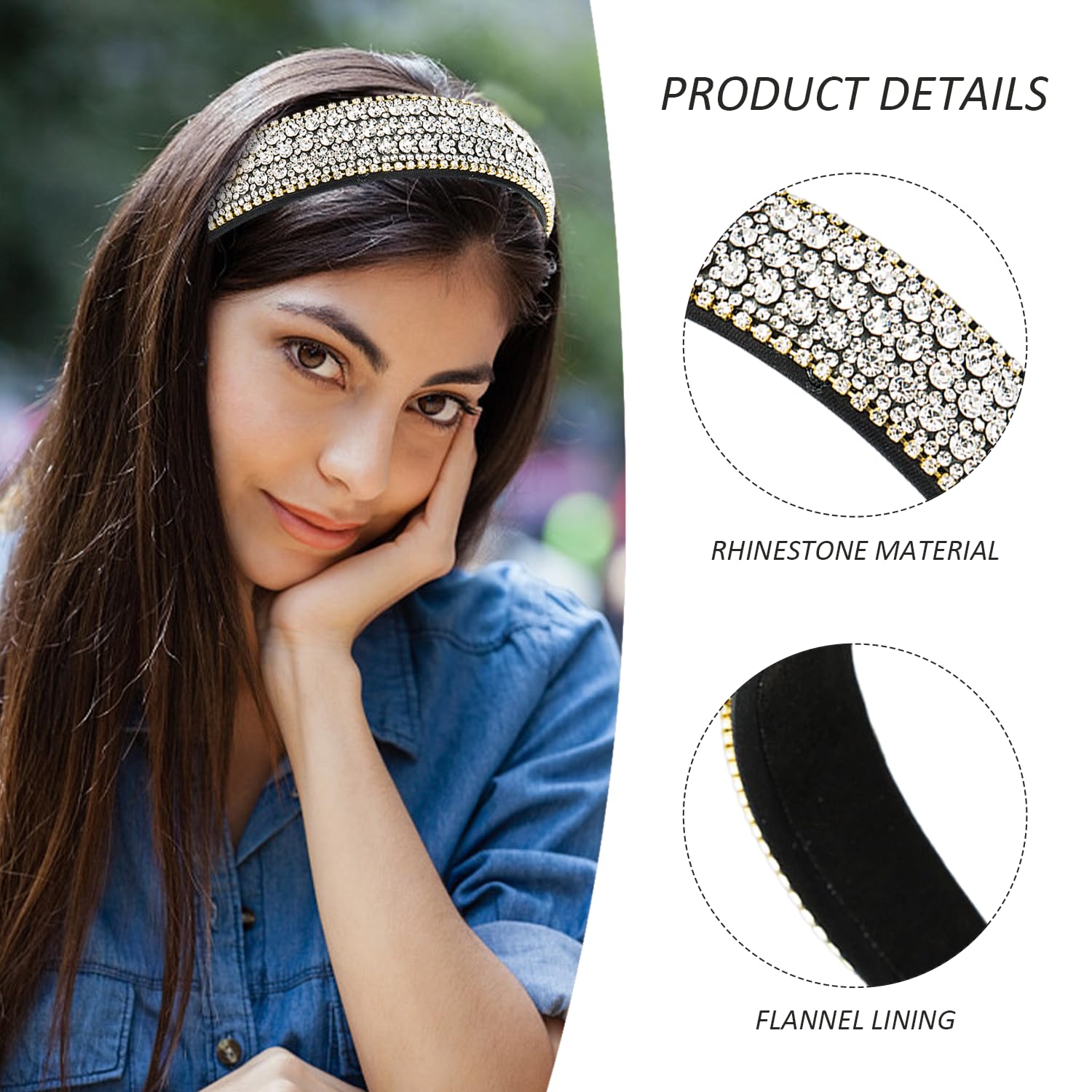 1 Piece Diamond Headband With 6 Pieces Pearl Hair Clips, Diamond Headband, Diamond Headband For Women, Glitter Headband, Gemstone Headband, Crystal Diamond Hair Accessories - Image 3