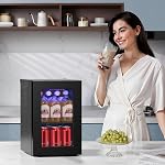 0.6 Cu. Ft. Mini Fridge, Beverage Refrigerator with Quiet Compressor, LED Light,Small Cooler with Electronic Temperature Control for Home/Office/Dorm/Bar.Black