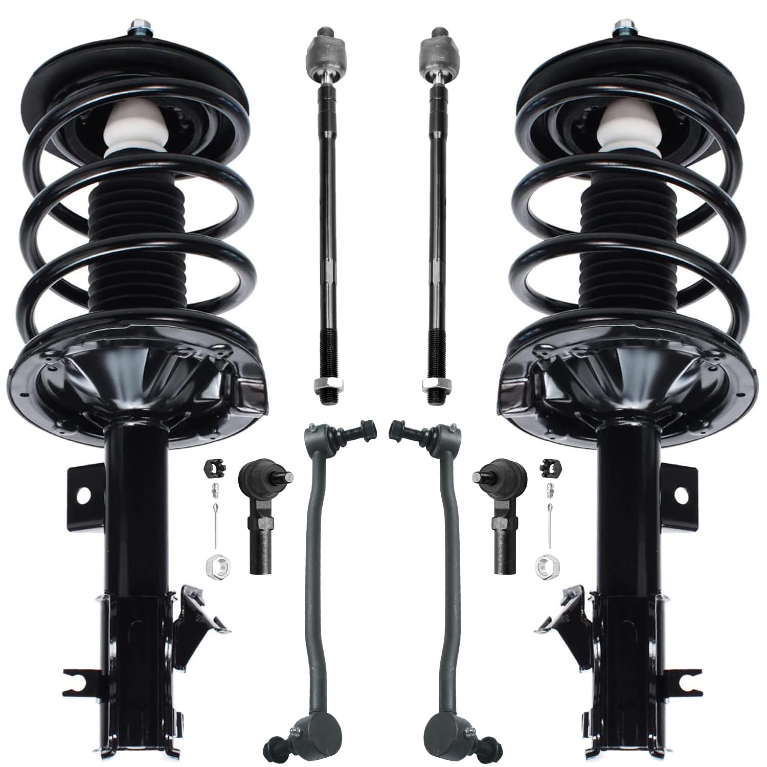 Detroit Axle Front Struts + Sway Bar Links + Inner &amp; Outer Tie Rods