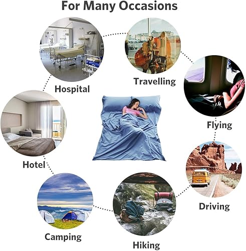 Miniatura 2 de JUISEE - Saco de dormir, ligero, portátil, a prueba de suciedad, compacto, para viajes, acampadas, viajes al aire libre, senderismo, hoteles y