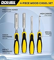 Vista 5 de DOWELL Juego de herramientas de cincel de madera, 4 piezas de cincel resistente, 1/4 pulgadas, 1/2 pulgada, 3/4 pulgadas, 1 pulgada con lápices