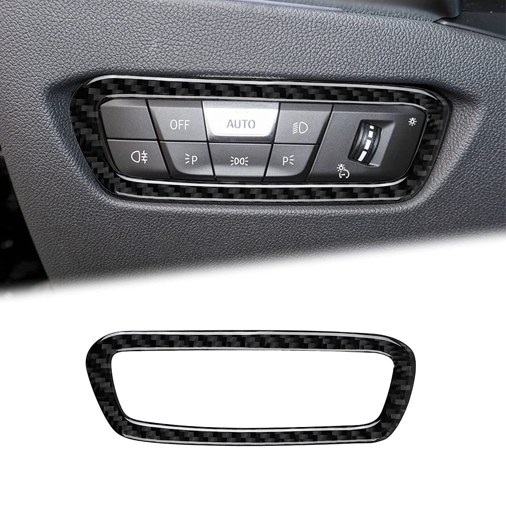 Compatible with Carbon Fiber Headlight Control Panel Headlight Switch Button Frame Trim Cover Accessories for BMW 3 Series 3GT G20 G28 2020 2021 2022 (Black)
