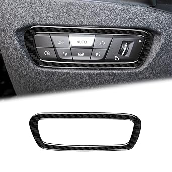 Compatible with Carbon Fiber Headlight Control Panel Headlight Switch Button Frame Trim Cover Accessories for BMW 3 Series 3GT G20 G28 2020 2021 2022 Black