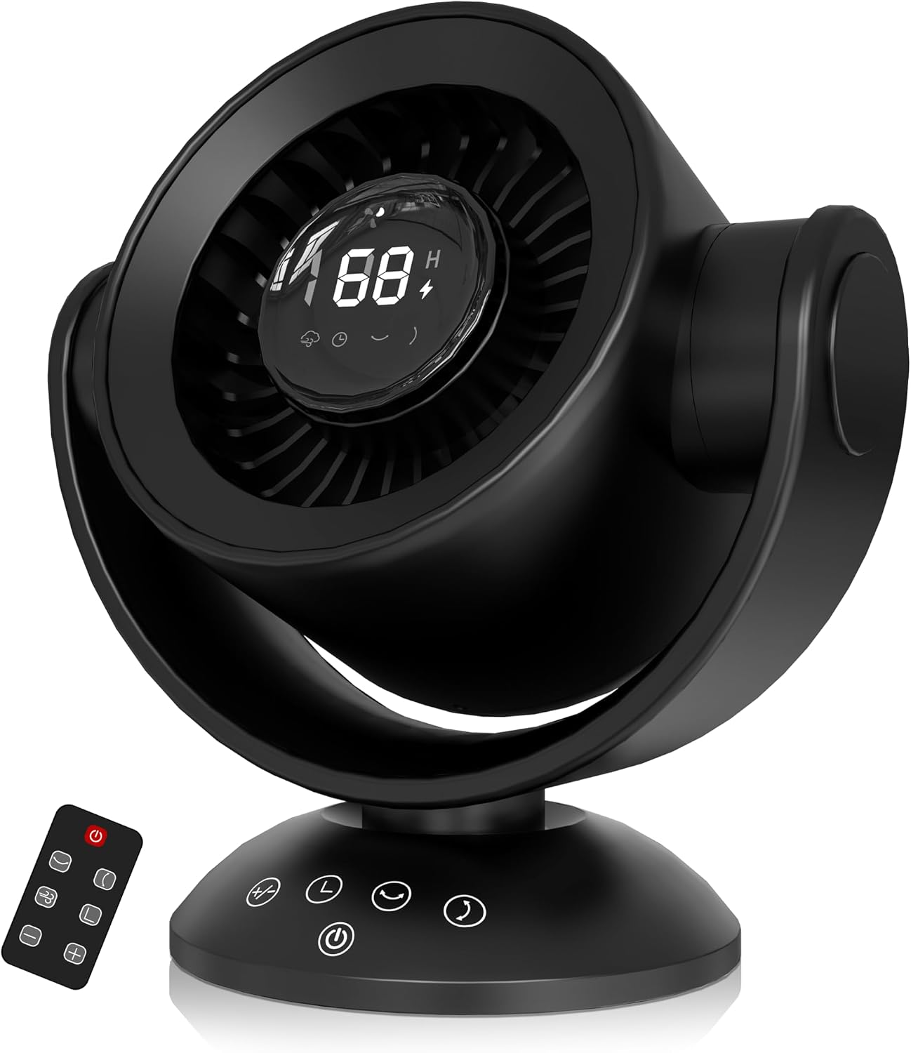 Circulator Fan Desk Fan with Remote, 100 Speeds Powerful Airflow Table Fan, LED Digital Display, 10H Timer, 120° Horizontal + 90°Vertical Oscillation, Ultra Quiet for Home Office Bedroom Travel Black