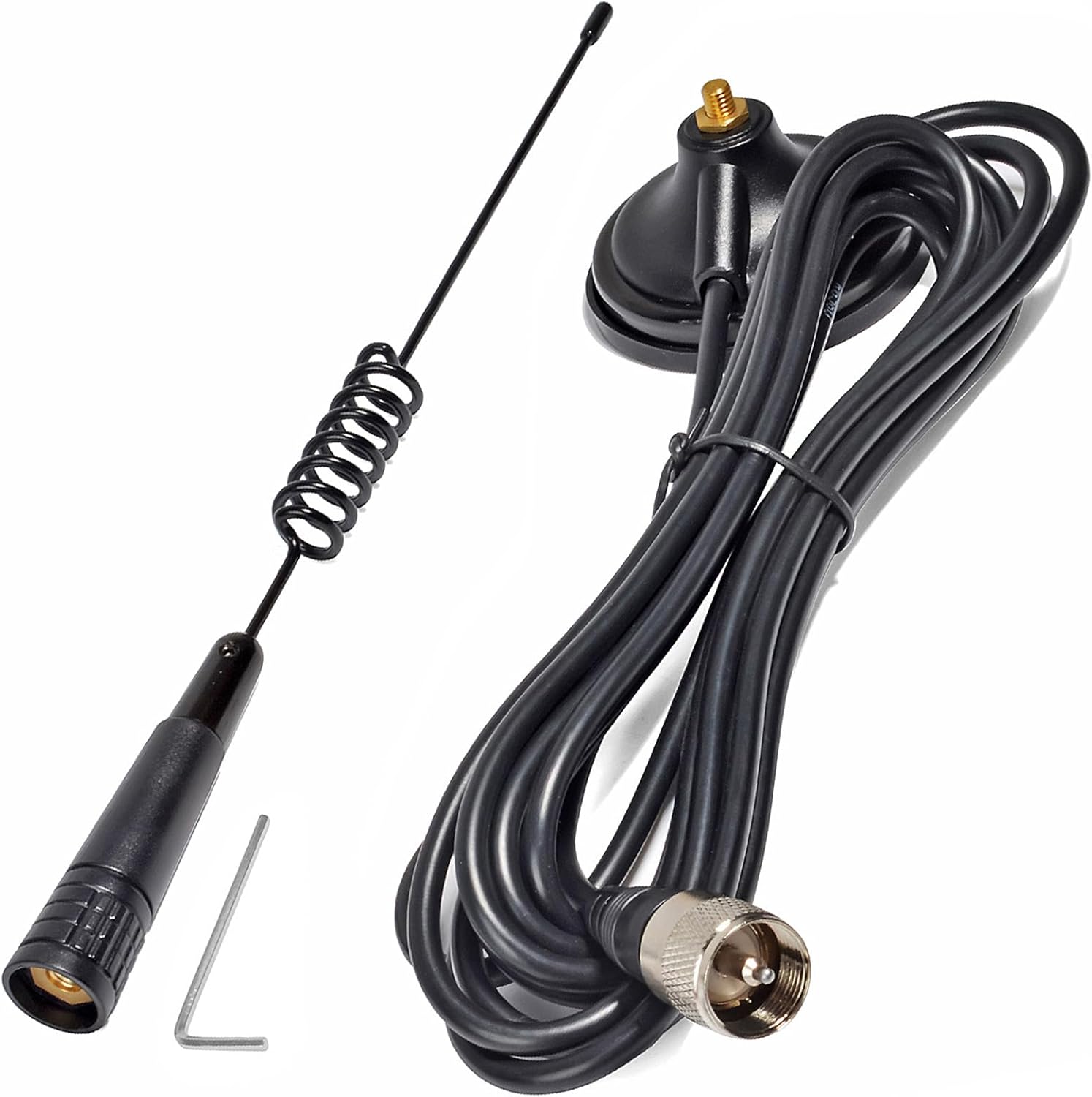 HYS 460-470MHz UHF Pre-Tuned Amateur 50W GMRS Whip Antenna with Heavy Duty Magnet Mount with Rubber Boot, 2.5inchs Mag Mount W/13ft Cable with PL-259 for HT Cobra Midland GMRS Radio