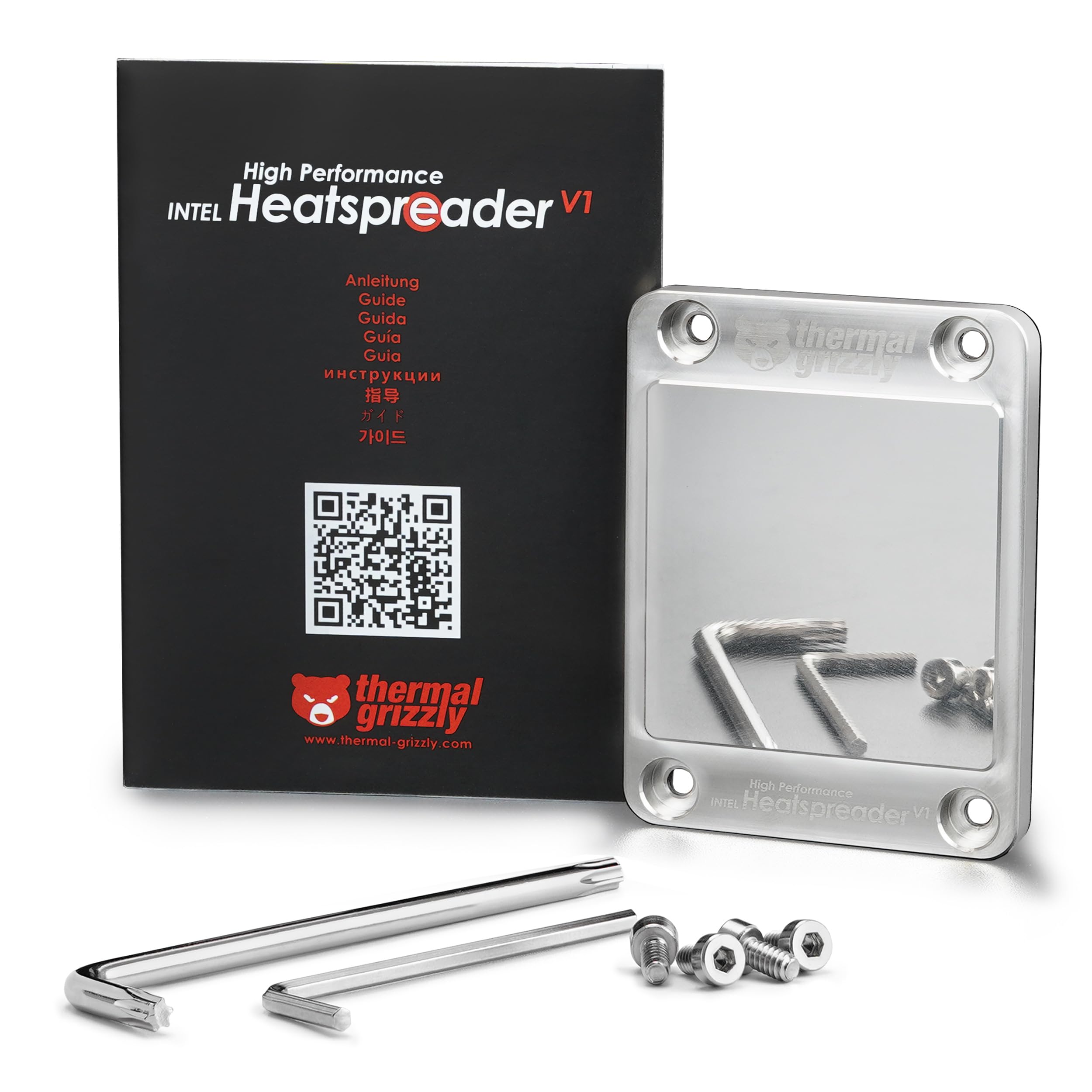 Thermal Grizzly Intel Heatspreader V1 - Difusor térmico de alto rendimiento para CPU Intel - Superficie de precisión fresada con diamante y niquelado - Fabricado en Alemania