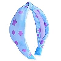 Vista 1 de FROG SAC Diadema de nudo azul que cambia de color para niñas, diademas de mariposa para niños, lindas bandas de pelo de flores anudadas de satén
