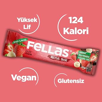 Fellas Meyve Bar, Çilekli ve Fındıklı, 35gr x 12 Adet