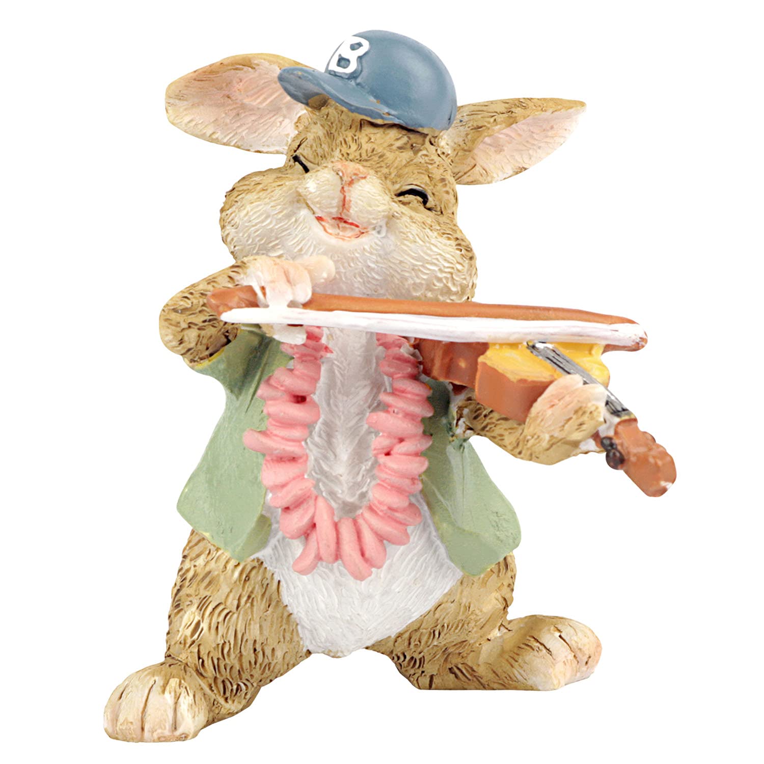 CYNOR Outdoor Bunny Decor Miniature Fairy Garden Terrarium Figurines Rabbit Play Violin Decoration Small Resin Decor