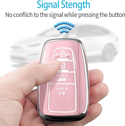Miniatura 5 de Tukellen Funda para llavero Toyota con llavero, protector especial de TPU suave, Tiza rosado