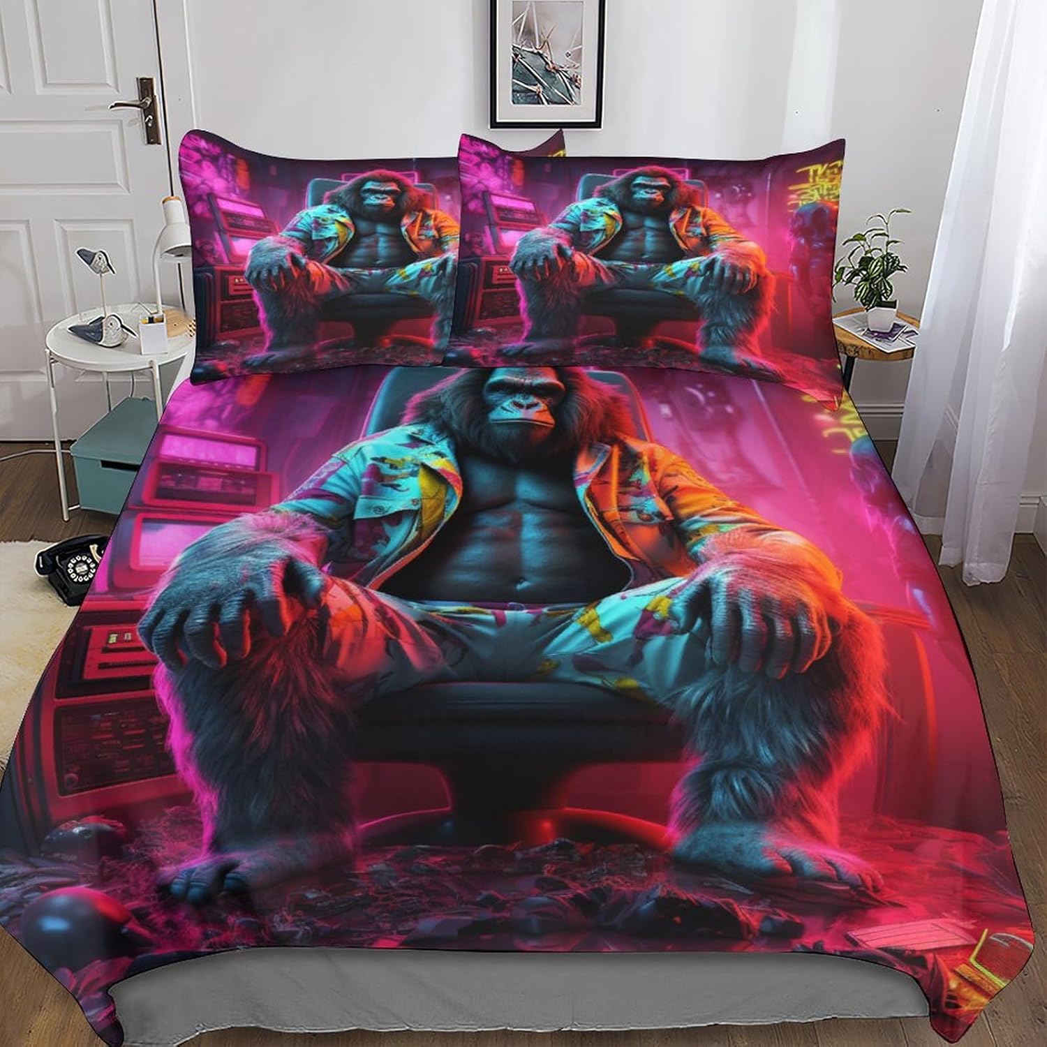 3D Duvet Cover Bedding Set Chimpanzee Comforter Cover Bedspread with 2