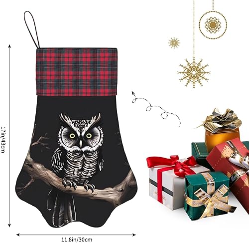 Miniatura 4 de AoRom Late Night Owl Printed Christmas Stocking Pet Paw Pattern Stockings,Fireplace Hanging Stocking for Christmas Tree Decoration