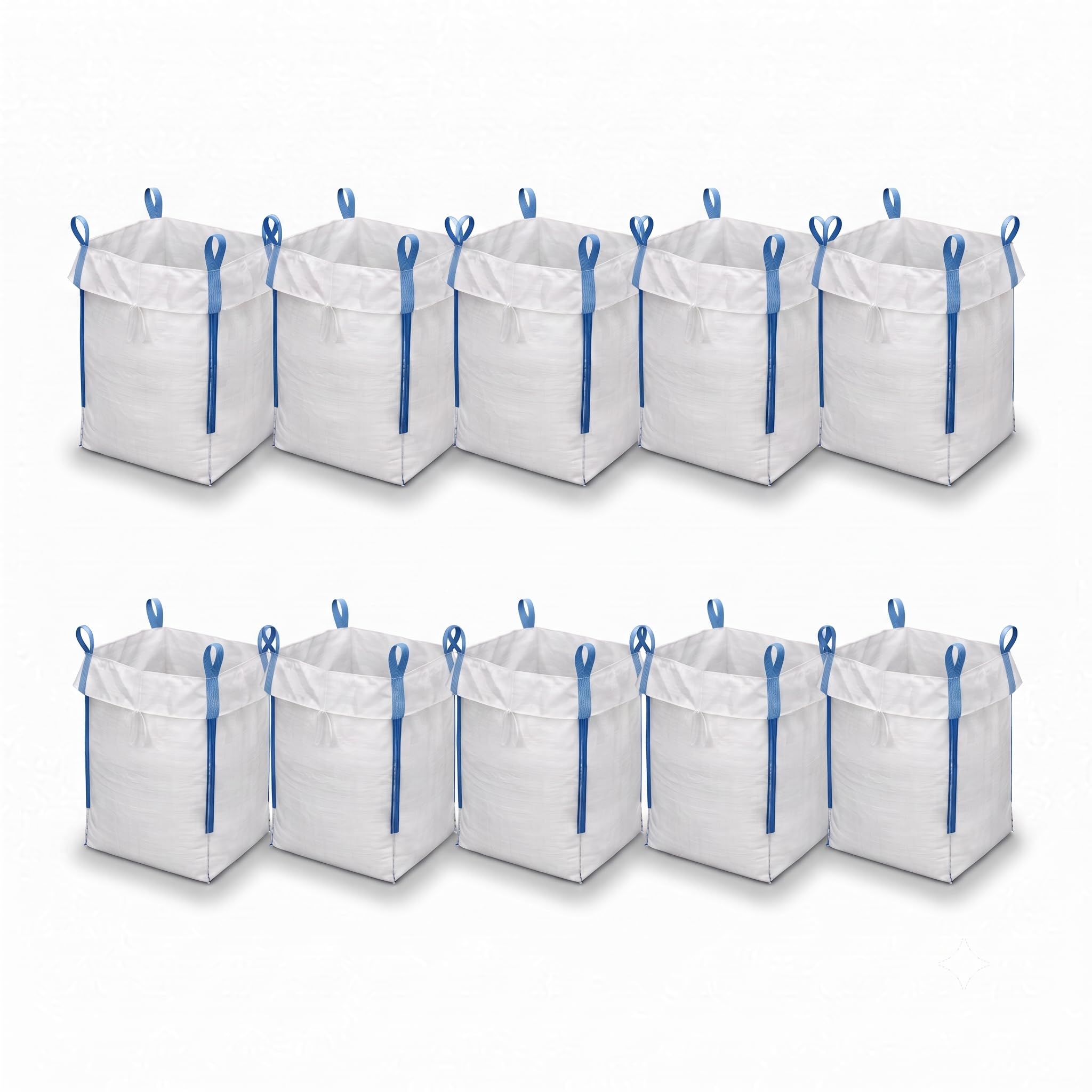 Ruemar Big Bag 90x90x110cm, 10 Stück | Für Bauschutt, Holz, Gartenabfall, Sand, Kies, Bauschuttsäcke, Tragfähigkeit 1000 kg