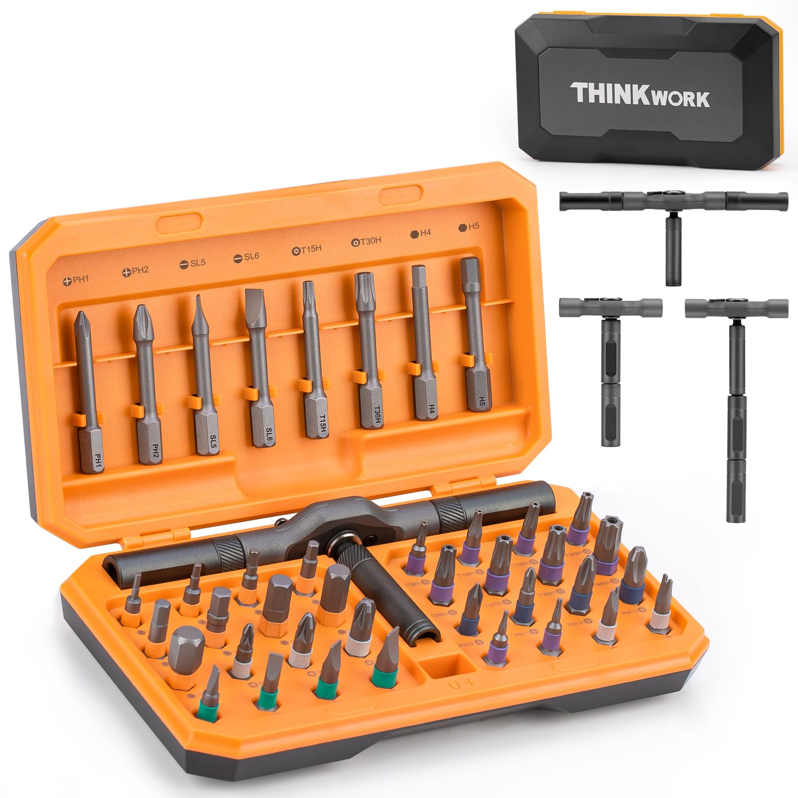 THINKWORK 42 in 1 Ratchet Screwdriver Set, Magnetic Bit Screwdriver Set With Detachable Ratchet Handle, Repair Tool Kit for furniture, computer,