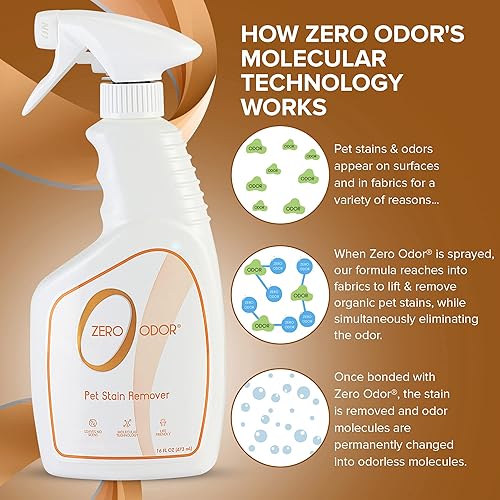 Miniatura 5 de Zero Odor - Eliminador de manchas y olores para mascotas, 16 onzas, eliminador de olores multiusos - Elimina el olor del aire y la superficie -