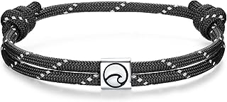 J.Endéar Compass Nautical Paracord Bracelet for Men, 925 Sterling Silver...
