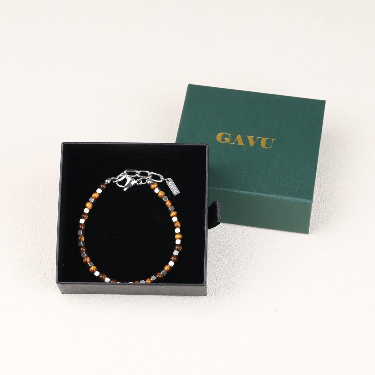 GAVU Italian Men’s Beaded Bracelet, Crystal Bracelet for Men 4mm - Image 7