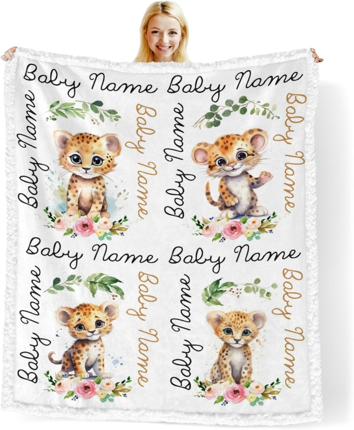 Custom Baby Blankets for Boys with Goat Name Receiving Baby Blanket Boy Girl Neutral Sherpa Blanket Personalized Blanket Warm Fuzzy Blanket Newborn Nursery Receiving Blankets