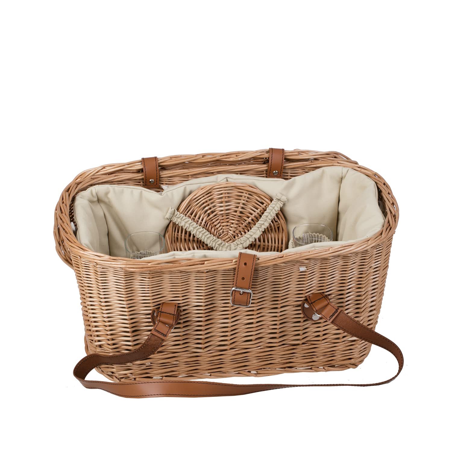 e-wicker24 Panier de Pique-Nique en Osier XXL avec Couvercle - Grand Panier de Rangement pour Fruits et légumes - Panier à provisions - Panier à Repas tressé