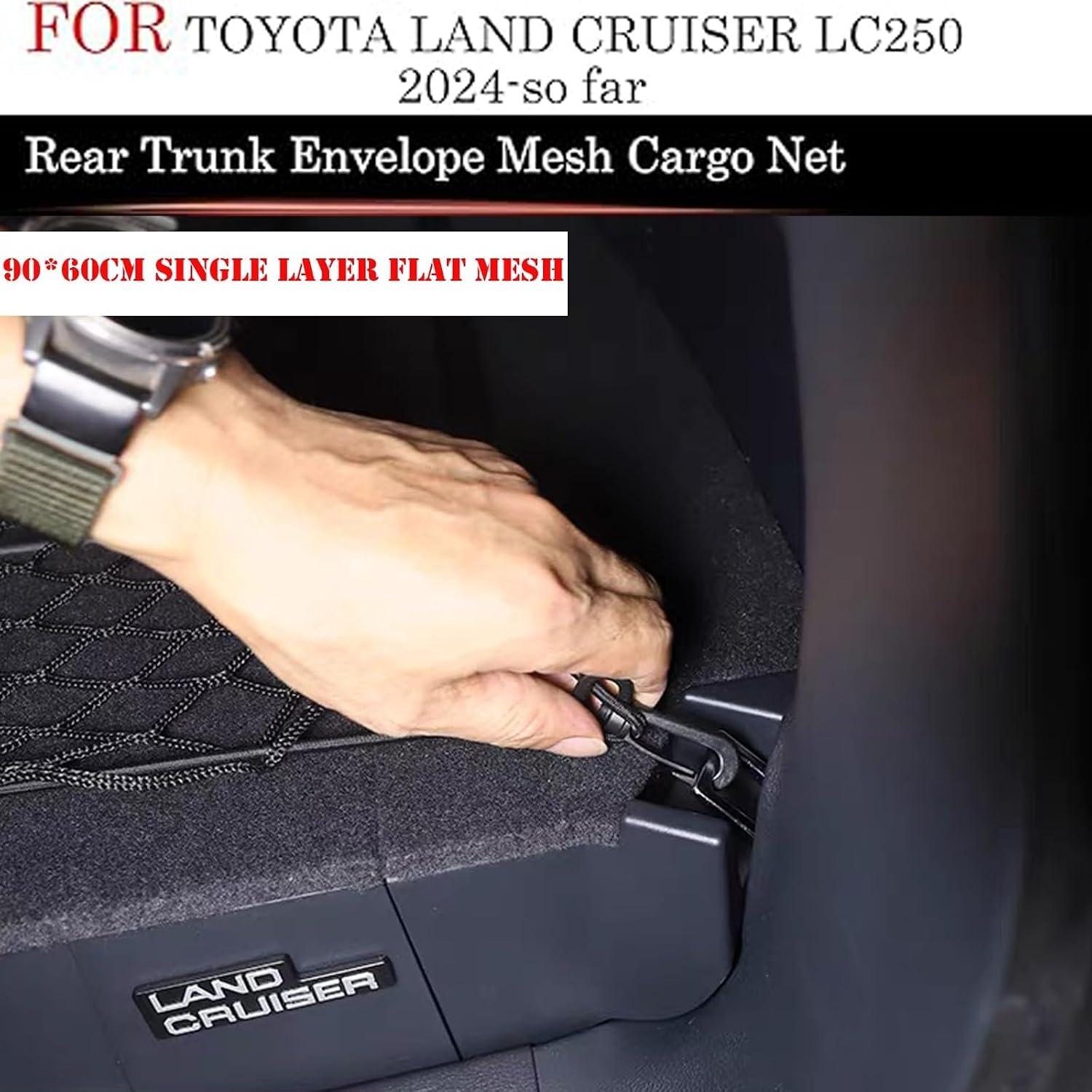 Rear Trunk Organizer Cargo Net for Suitable for 2024 2025 2026 Toyota Land Cruiser 250 1958 Prado Lc250 J250, Floor Style Cargo Net for SUV–Premium Mesh Car Trunk Organizer Vehicle Carrier Storage image 3