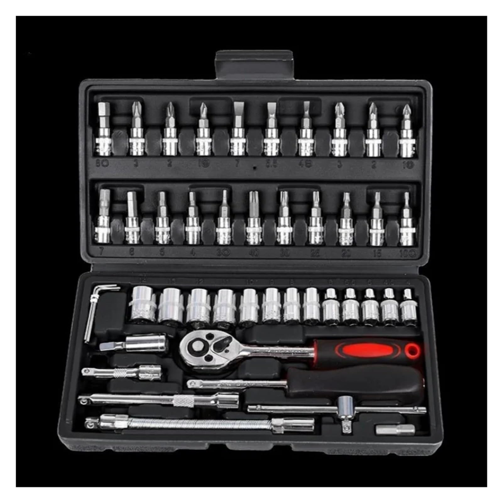 car Repair Tools 46-Piece Car Repair Tool Set, Car Maintenance Socket Repair Kit, Multifunctional Car Repair Tool Kit