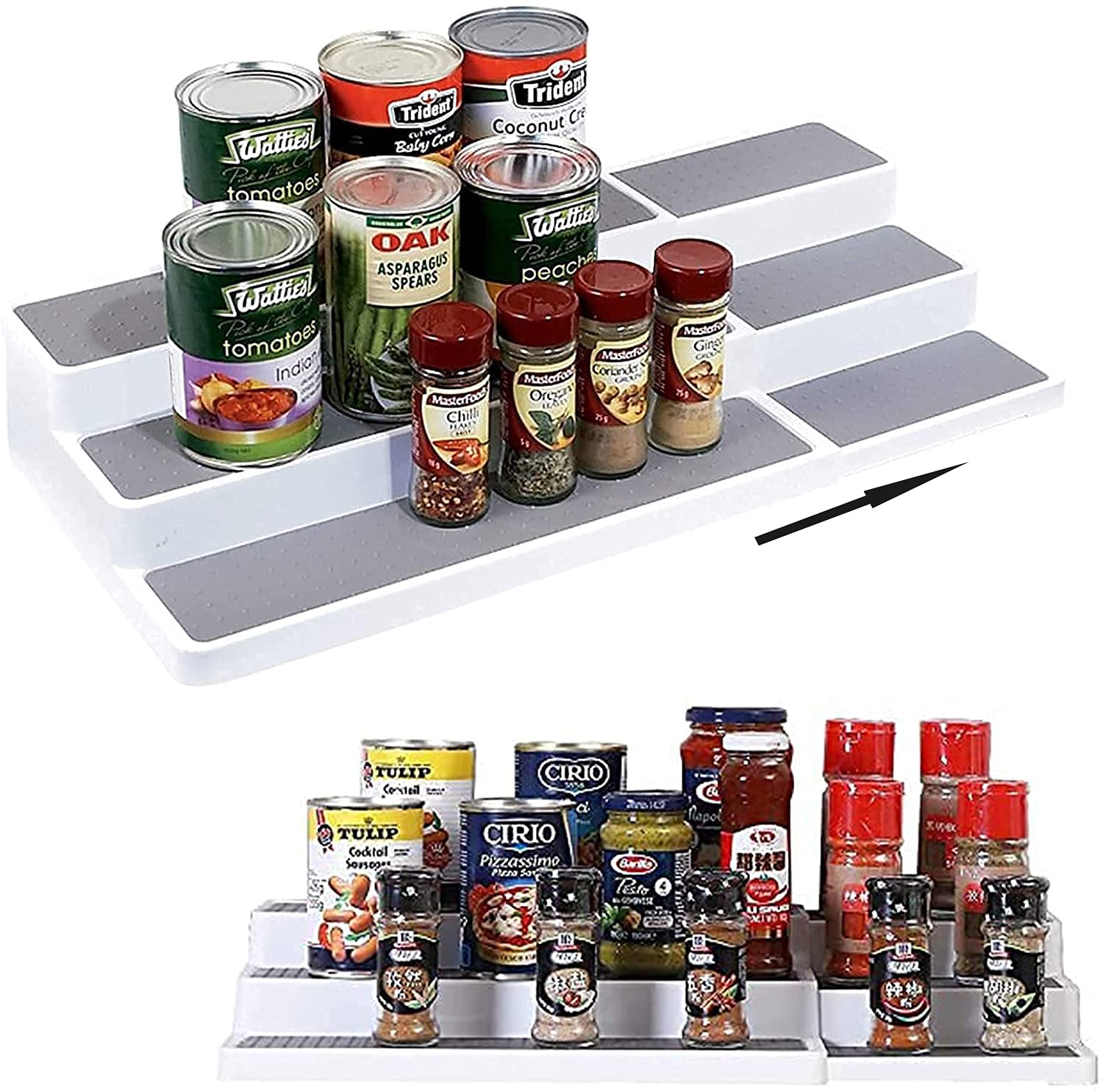 Buy KG Expandable 3Tier Spice Rack, Modern Design Step Shelf Kitchen Organizer Spice