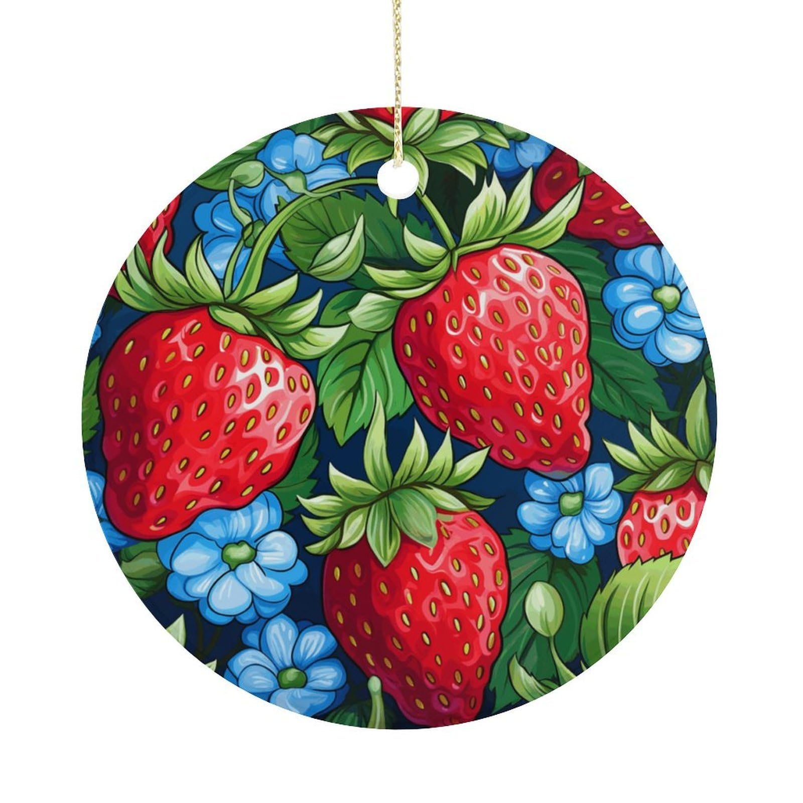 Adfgyerh Women's Style Strawberry Pattern Hanging Ceramic Ornaments, Christmas Tree Decorations, Funny Home Decor Gifts For Sisters & Work Best Friends