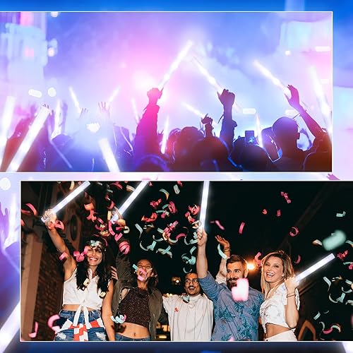 Miniatura 6 de Yinder 120 barras luminosas LED, bastones de luz de 18.9 pulgadas con 3 modos de luz intermitente para luces de escenario de conciertos, bodas,