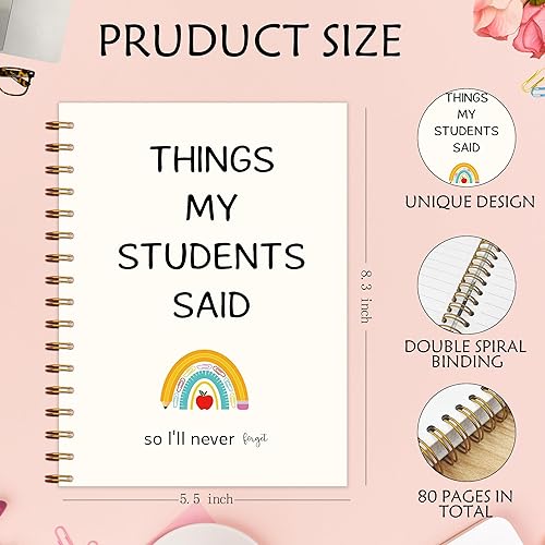 Miniatura 7 de Qnhij Lindo cuaderno de espiral para maestros de arco iris de 5.5 x 8.3, diario de regalos de semana de agradecimiento al profesor, Cosas que mis