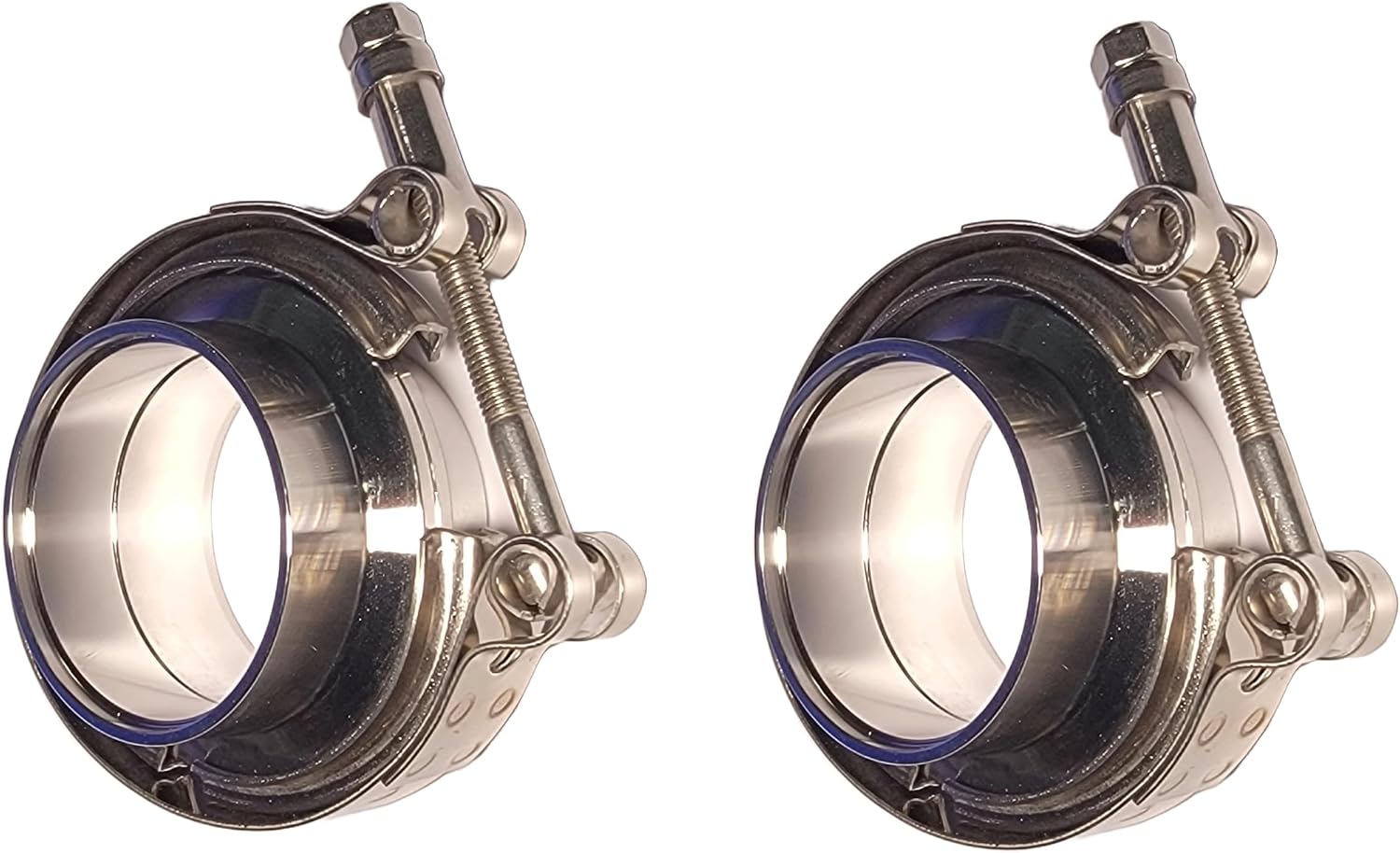 2.0 Inch Exhaust Flange, 2PCS V Band Clamp with Flange Male Female Stainless Steel