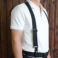 Vista 3 de AISENIN - Tirantes de nailon para cinturón de trabajo, arnés táctico para cinturón de trabajo, accesorio de 4 lazos, color negro