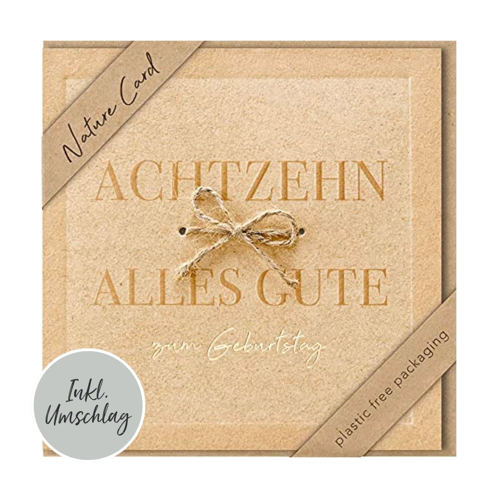 bsb Nature Card for 18th Birthday - Sustainable Birthday Cards with Envelope - Birthday Card Women & Men - Congratulations Card 15.5 x 15.5 cm
