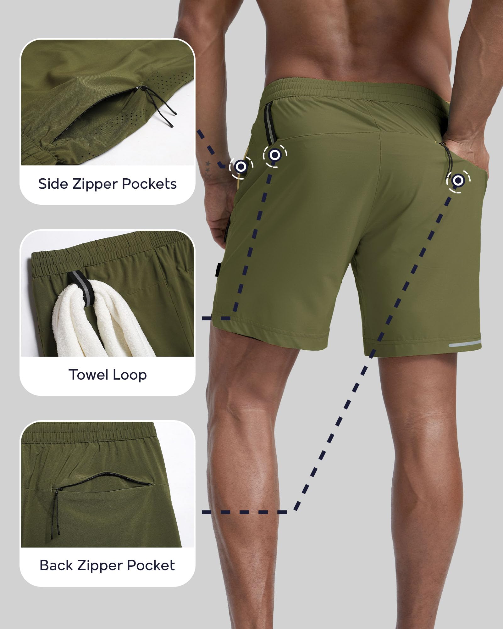 maamgic Pantalones cortos deportivos para correr para hombre con forro, pantalones cortos de entrenamiento ultraligeros de 7 pulgadas
