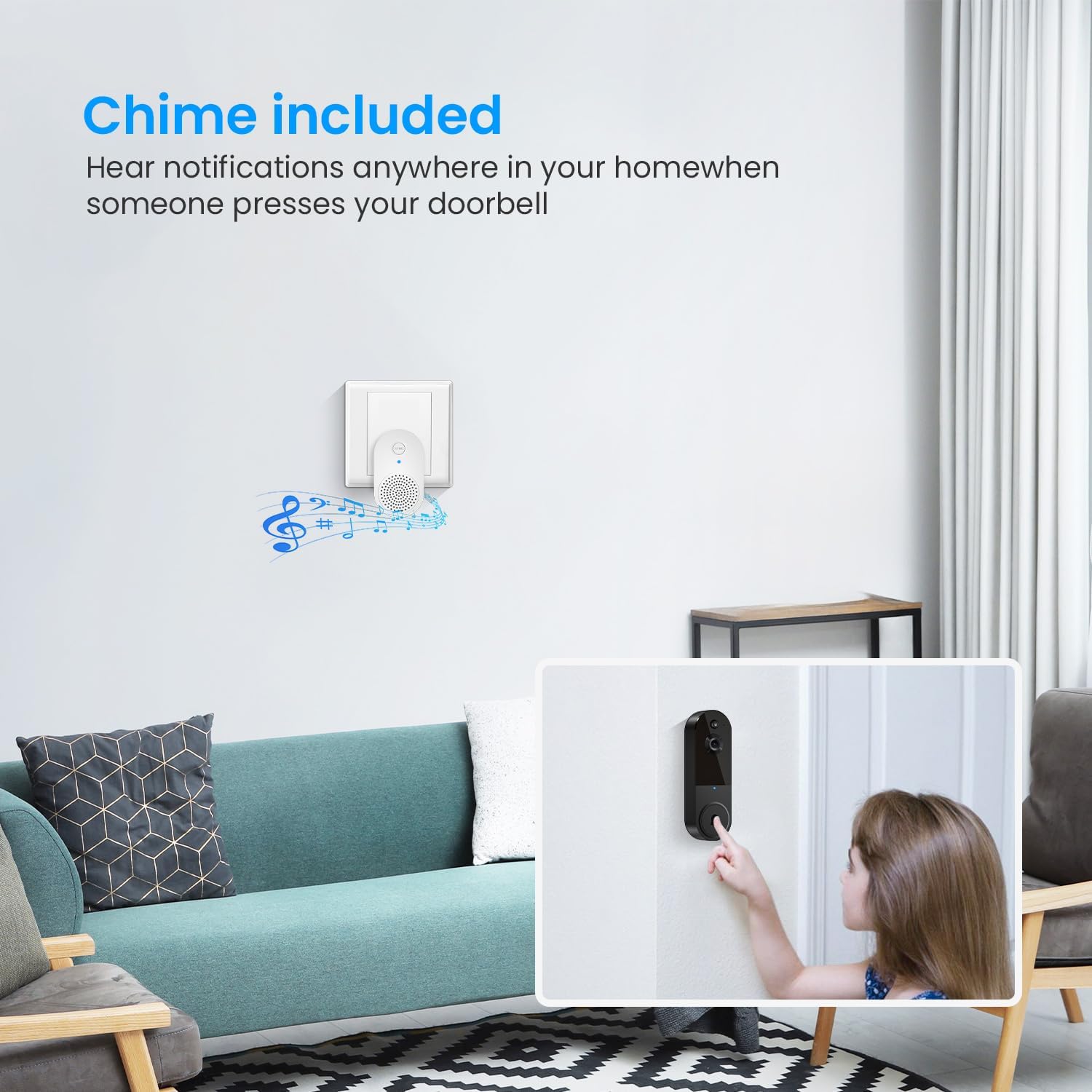 SHARKPOP 1080p Smart Wireless Video Doorbell Camera, Chime Ringer Included, AI Human Detection, 2-Way Audio, Live View, 2.4G WiFi, Night Vision, Cloud Storage, Battery Powered. 7 71roUWmOClL. AC SL1500