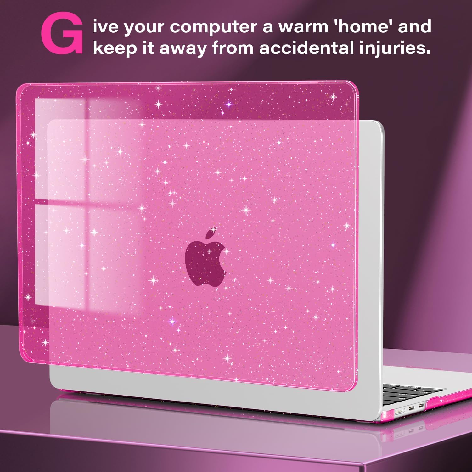 CISSOOK Sparkly Glitter Rose Pink Case for MacBook Pro 14 inch Case M5 M4 M3 M2 M1 Chip 2025 2024 2023 2022 2021 Release Model A3434 A3112 A3185 A3401 / A2918 A2992 / A2779 / A2442 - Image 6