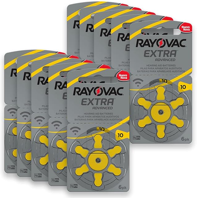 60 Pilhas Baterias 10 PR70 Aparelho Auditivo Rayovac 10 Cartelas C/ 6 Unidades