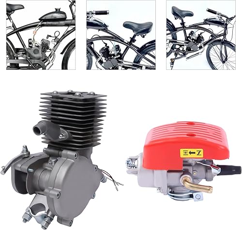 Miniatura 4 de DOONARCES Kit de bicicleta motorizada de 2 tiempos de 100 cc, motor de gasolina para bicicleta, motor de gasolina, mango hidráulico, refrigeración