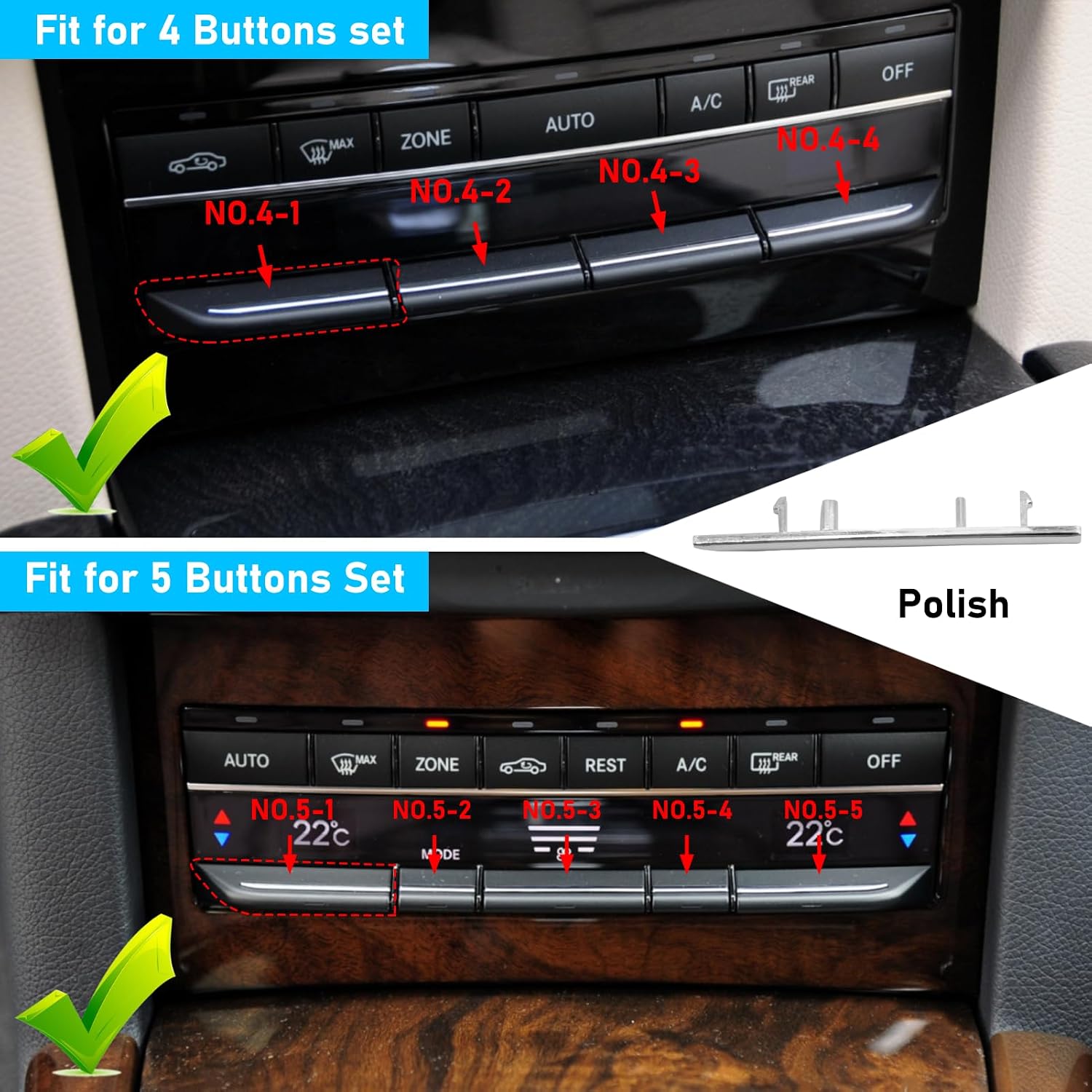 Jaronx Compatible with Mercedes Benz AC Button Trim E Class W212, Temperature Climate Control Button Sliver Chrome Trim for E Class W212 E63 AMG E250 E350 E400 E550 2010-2017(Polished)
